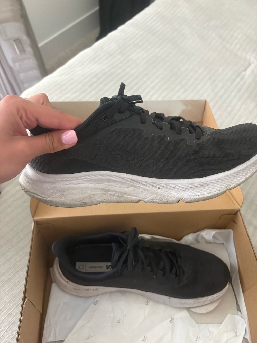 Hoka Men's Black Athletic Running Shoes with White Midsole